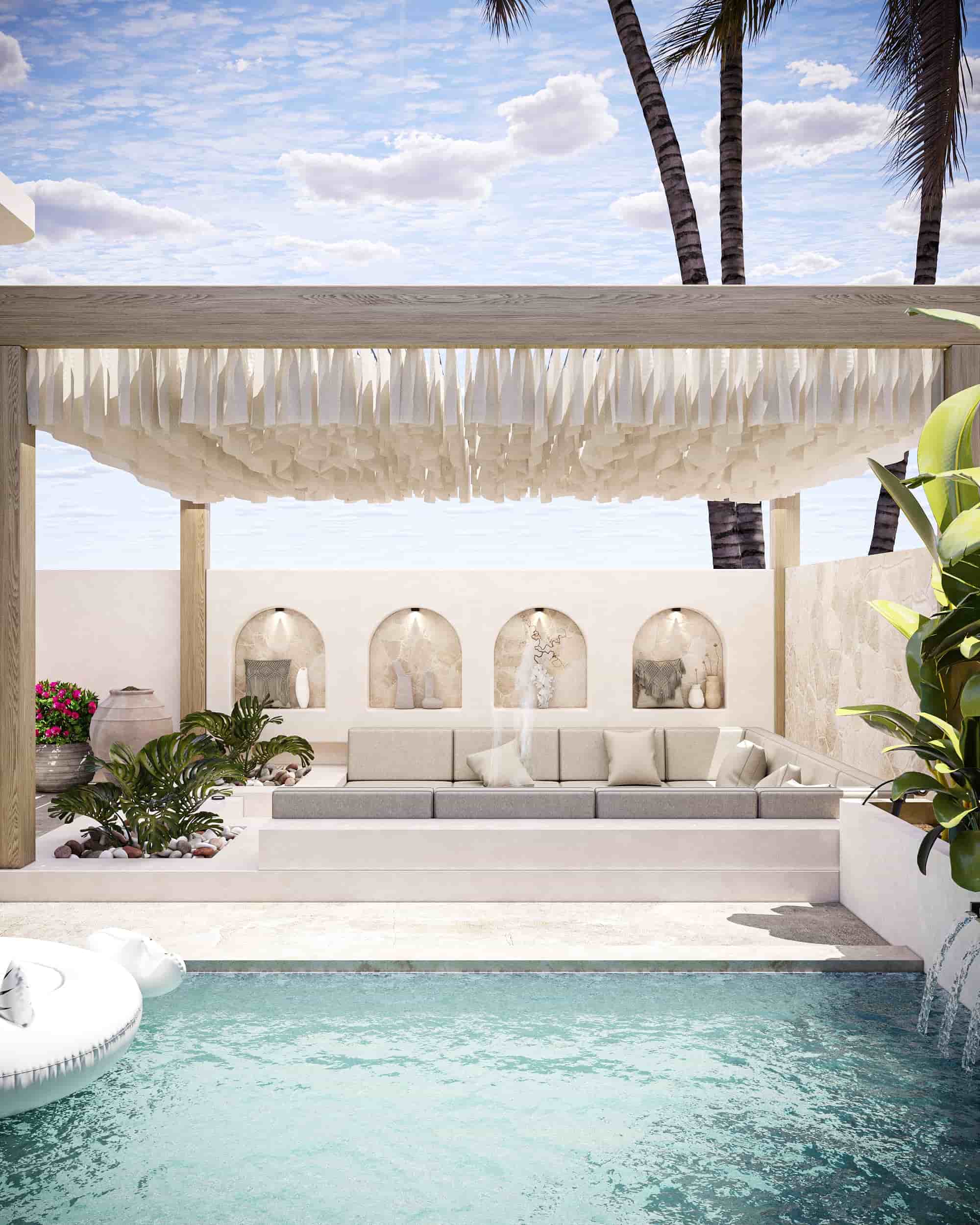 Hacienda Bay lagoon villa pool cabana