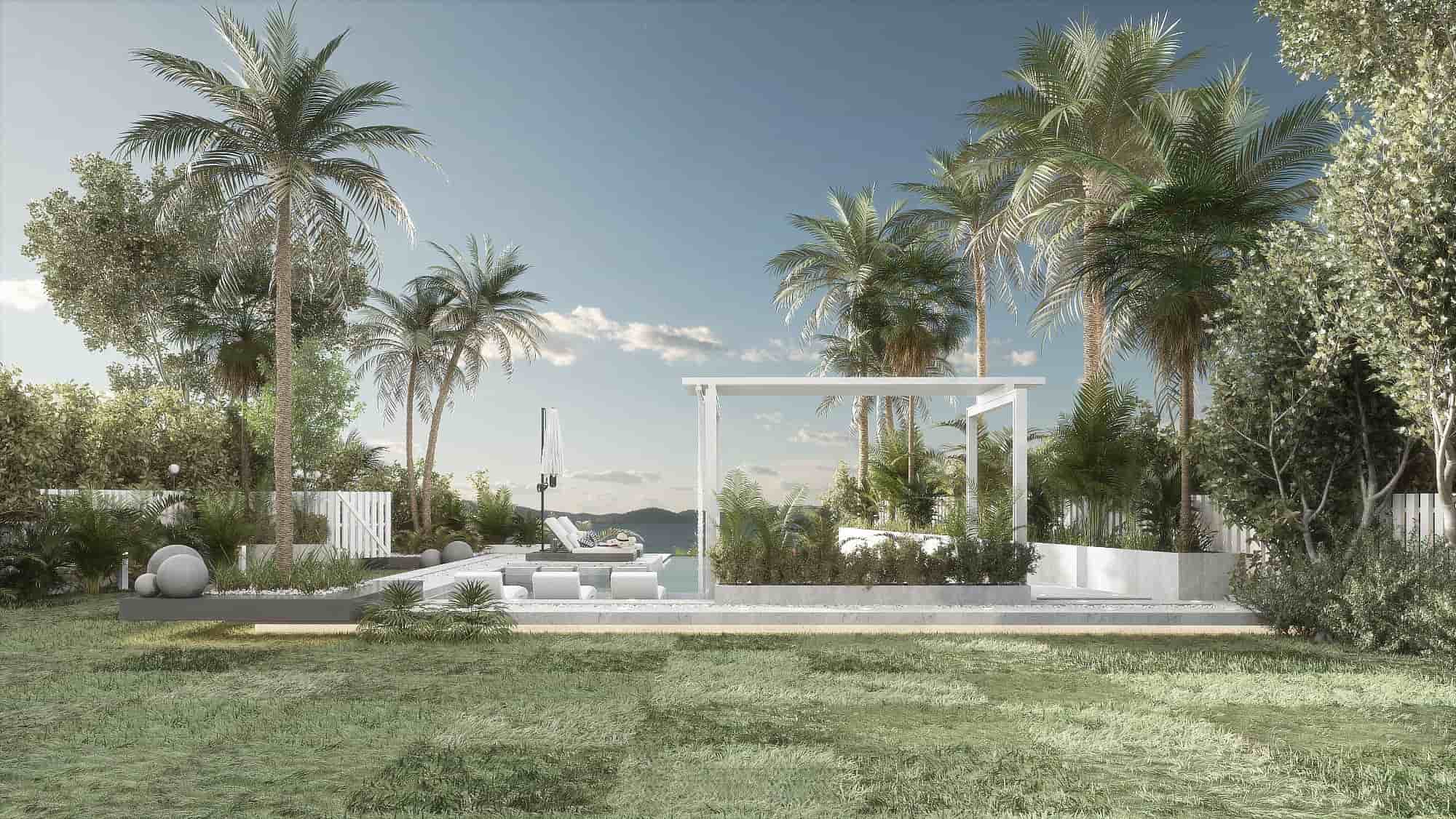 Peace Chalet landscaped garden pergola